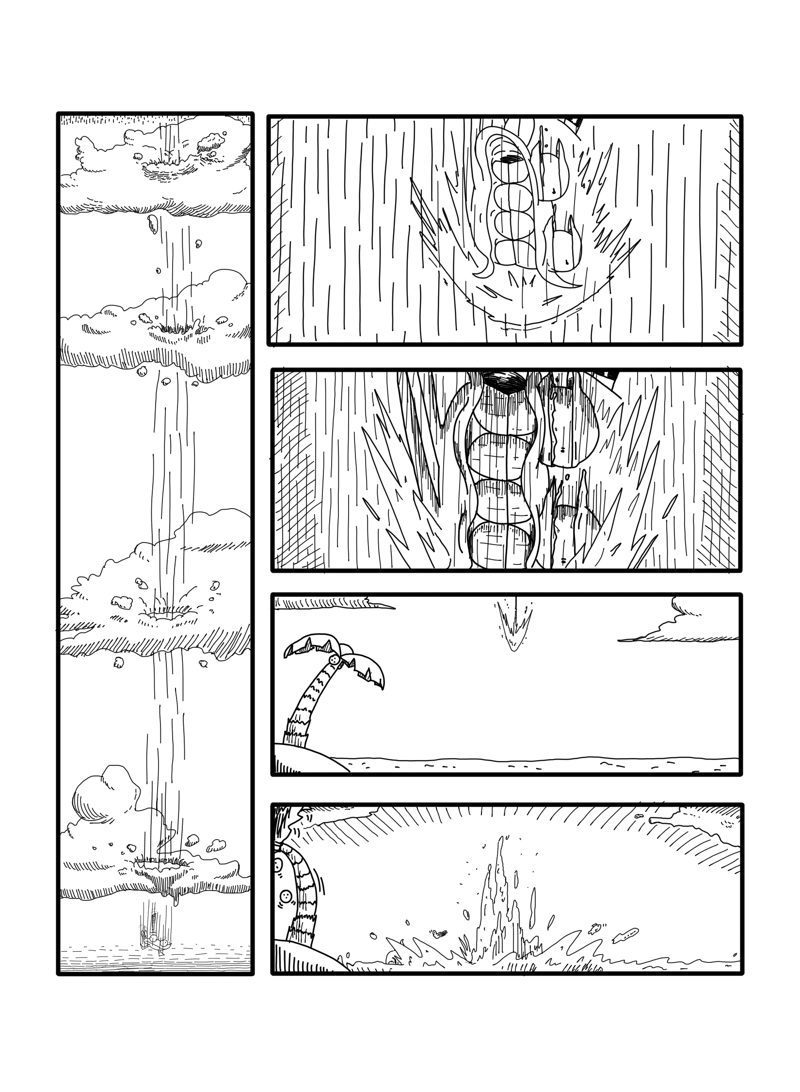 In this page The Frog resurfaces in the ocean and is immediately captured by a seagull, which takes it away in its talons.